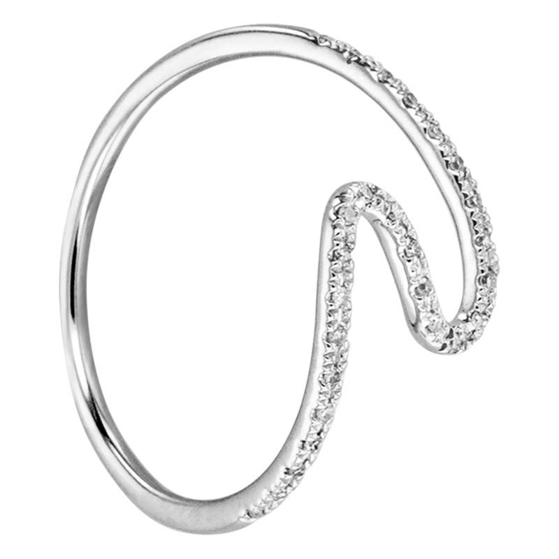 750/1000 White Gold Wave Ring & Diamonds - Divine