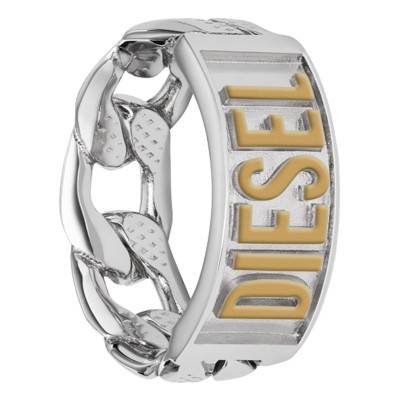Diesel Two-Tone Gold & Silver Steel Curb Chain Ring - Size 63 - DX1420931 - Diesel