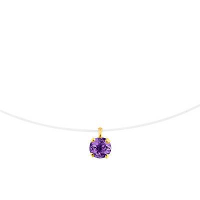 Collier nylon Or Jaune 375 & améthyste, Longueur 42 cm - Rosatella