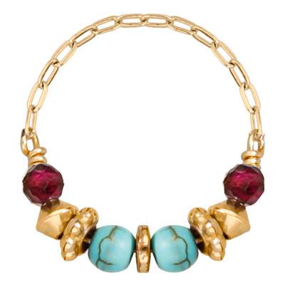Bague Chiquita Dorée Maille Forçat & Pierres Bicolores - Hipanema