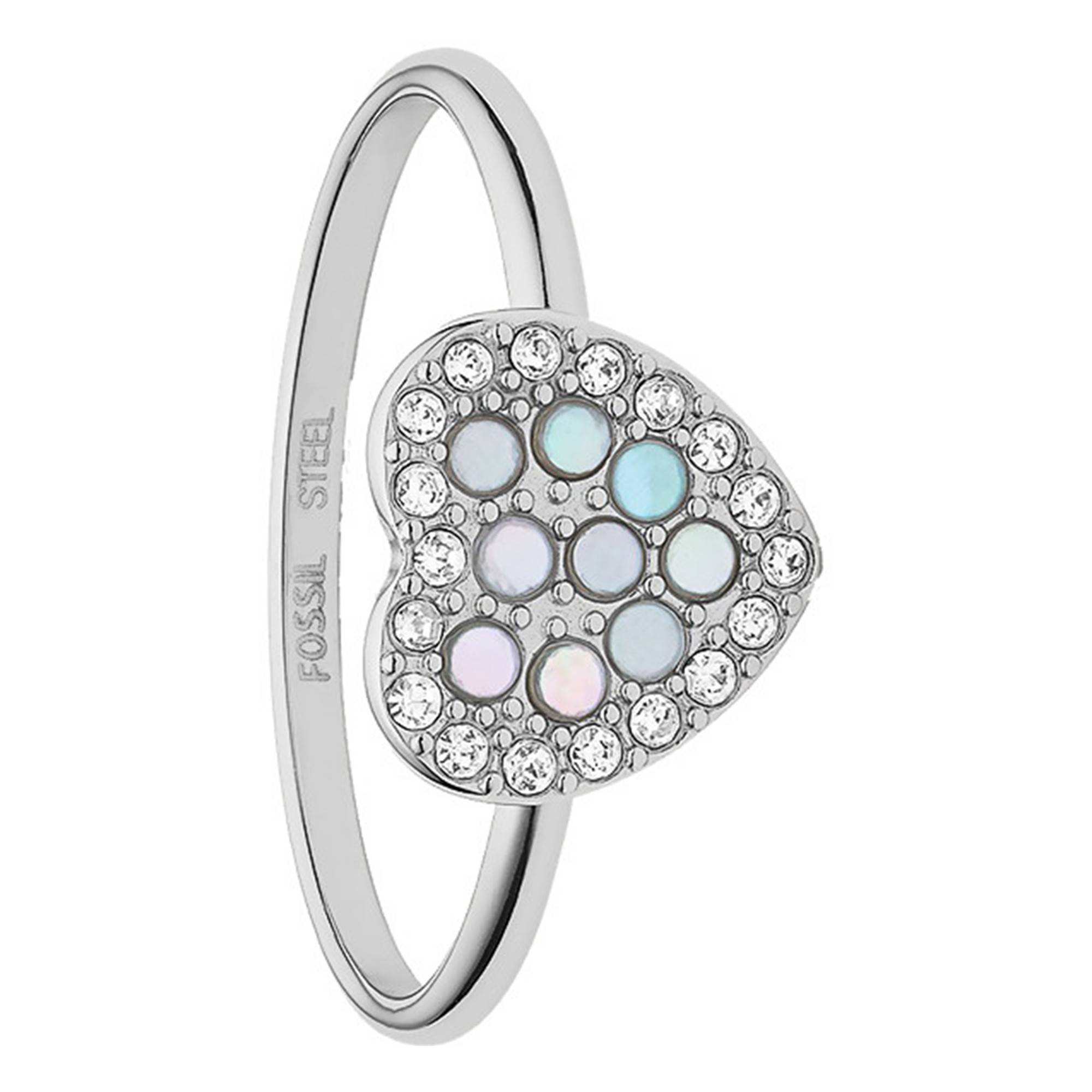 Bague cœur mosaïque en acier inoxydable JF03412040 Fossil Ocarat