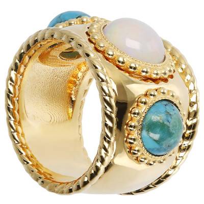 Bague plaqué or perles eau douce - Etrusca Gioielli