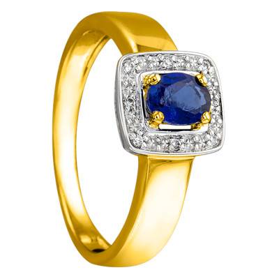 Two-Tone 750/1000 Gold Sapphire 0.475 ct and Diamond Halo 0.024 ct Ring - Joelli