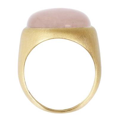 Yellow Gold-Plated Pink Quartz Ring - Etrusca Gioielli