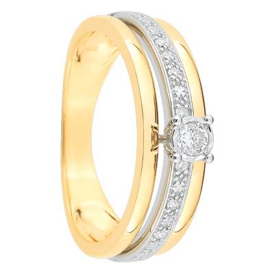 Diamond Cluster Ring in 2-Tone 750/1000 Yellow and White Gold - Joelli