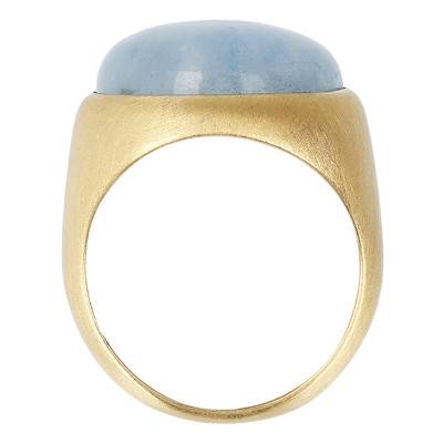 Yellow Gold-Plated Aquamarine Stone Ring - Etrusca Gioielli