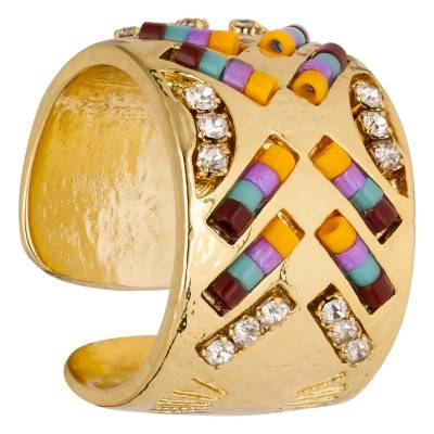 Bague Ouverte Bestie Dorée & Pierres Multicolores - Hipanema