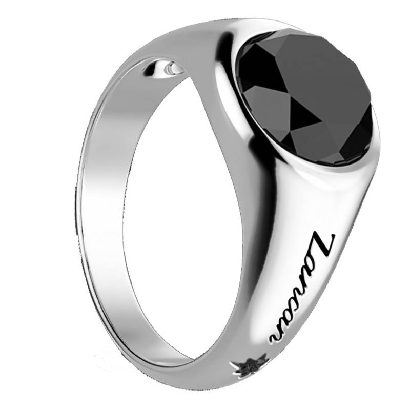 925/1000 Silver & Black Onyx Eternity Signet Ring - EXA237 - Zancan
