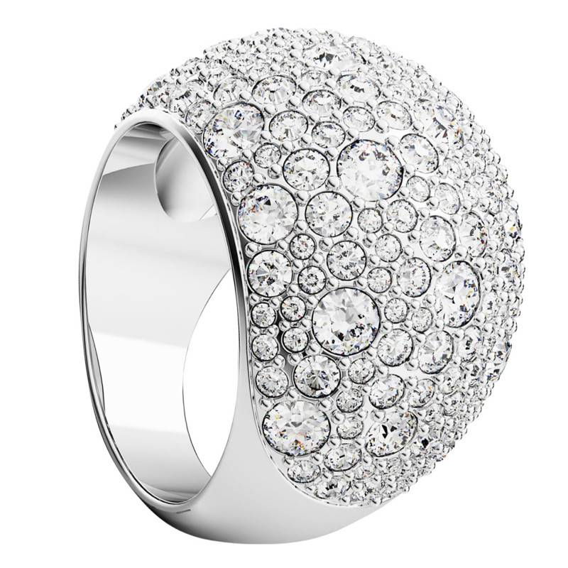 Luna Rhodium-Plated Metal & White Crystals Cocktail Ring - 5666182 - Swarovski