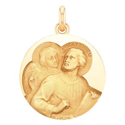 Médaille Saint Matthieu Or Jaune 750, Diamètre 15 mm à 20 mm - Becker