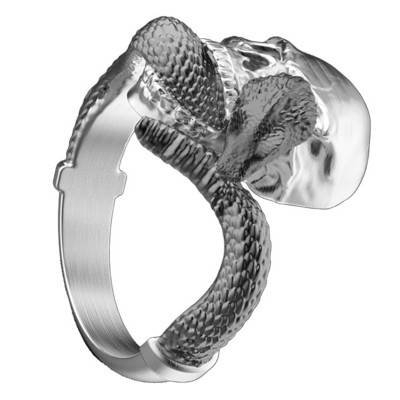 925 Silver Skull and Snake Vendetta Ring - EXA128 - Zancan