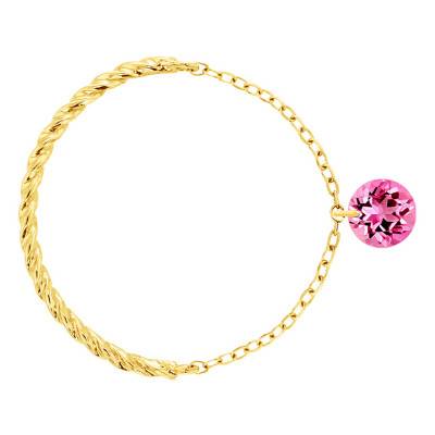 750/1000 Yellow Gold & Pierced Pink Sapphire Rope Ring 0.3 ct - Demetra