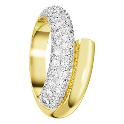Dextera Gold-Tone Metal & White Crystals Cocktail Ring - 56688 - Swarovski