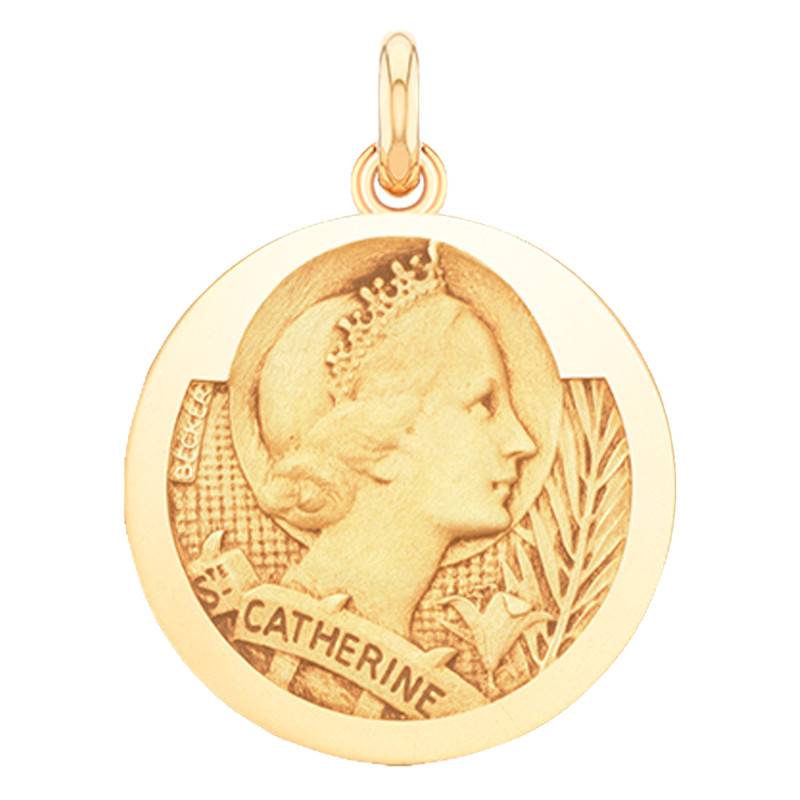 750/1000 Yellow Gold Saint Catherine Medal, Diameter 15 mm to 20 mm - Becker