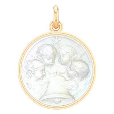 Médaille Angélus Nacre & Or Jaune 750, Diamètre 18 mm à 22 mm - Becker