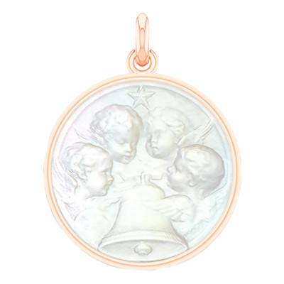 Médaille Angélus Nacre & Or Rose 750, Diamètre 18 mm à 22 mm - Becker