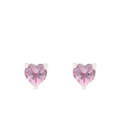 Heart Earrings in 375 White Gold & Pink Quartz - Aurora