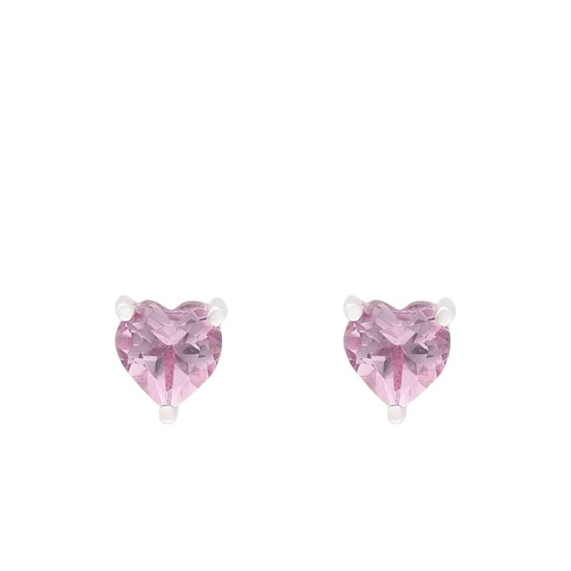 Heart Earrings in 375 White Gold & Pink Quartz - Aurora