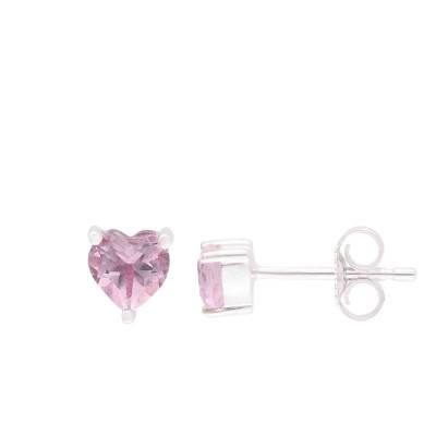 Heart Earrings in 375 White Gold & Pink Quartz - Aurora