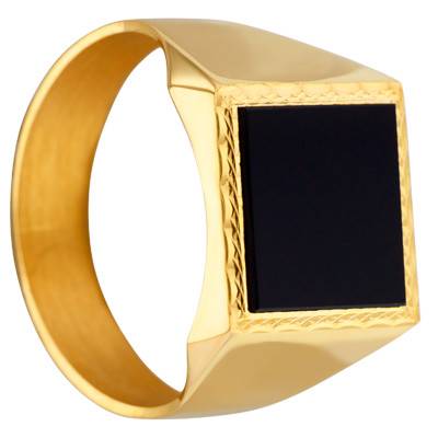750 Yellow Gold & Onyx Square Signet Ring 13 x 13 mm - Imperium