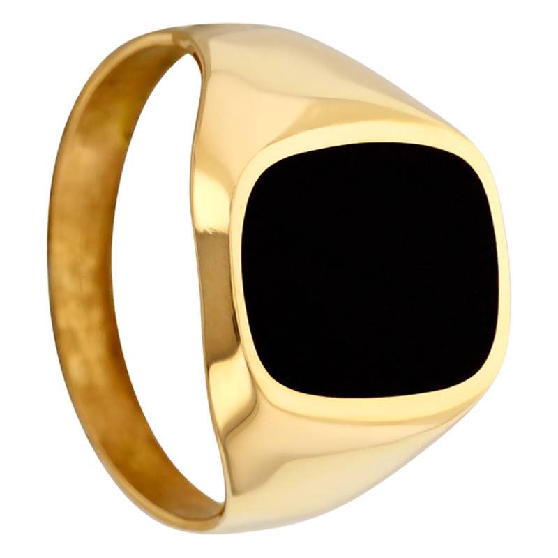375 Yellow Gold & Onyx Rectangular Signet Ring, Size 10 x 13 mm - Imperium