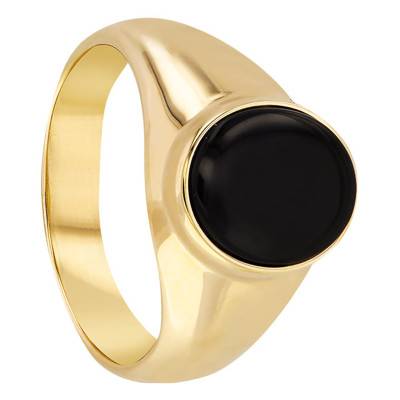 Yellow Gold-Plated & Black Onyx Signet Ring, 9 x 11 mm - Imperium