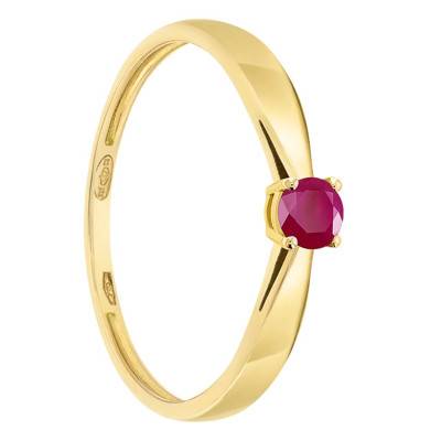 Bague Solitaire Or Jaune 750, Rubis 0,20 ct - Demetra