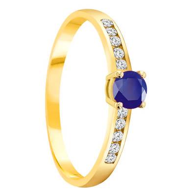 Bague Or Jaune 750, Saphir 0,30 ct, Diamants 0,20 ct - Demetra