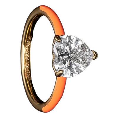Gold-Plated Orange Enamel Love Parade Ring - J19AVI36012 - Chiara Ferragni