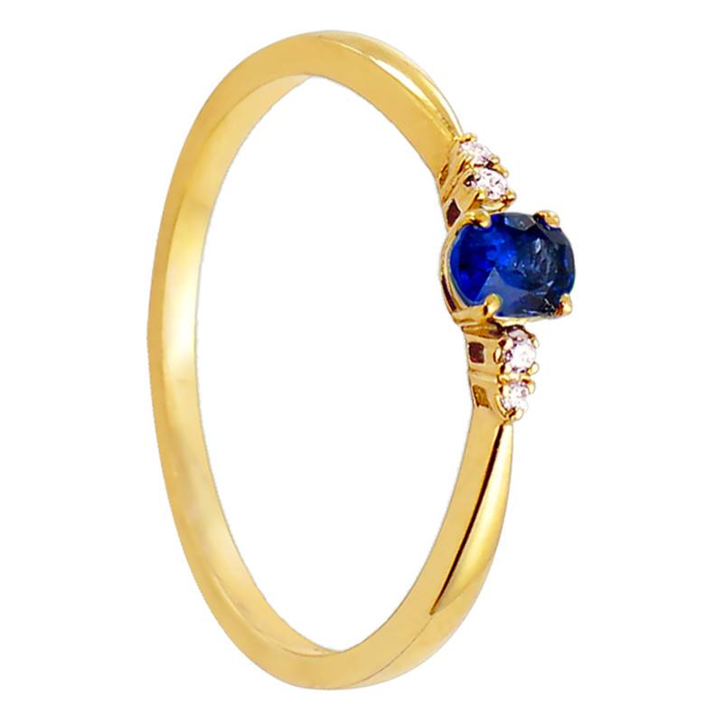 750 Yellow Gold Sapphire 0.25 ct & Diamond Accented Solitaire Ring - Diamond Lady