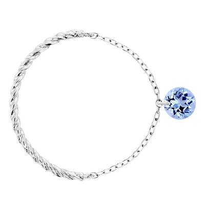 750/1000 White Gold & Pierced Sapphire Double Link Ring 0.3 ct - Demetra