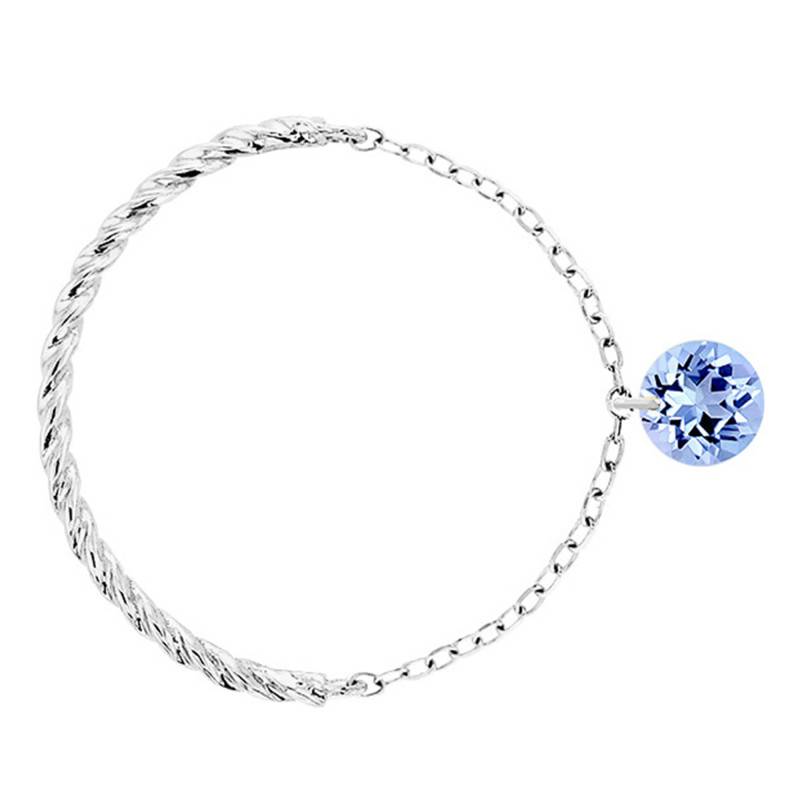 750/1000 White Gold & Pierced Sapphire Double Link Ring 0.3 ct - Demetra