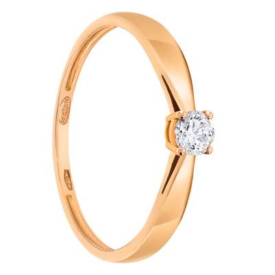 Bague Solitaire Diamant 0.20ct & Or Rose 750 - Demetra