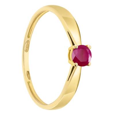 Bague Solitaire Or Jaune 750, Rubis 0,25ct - Demetra