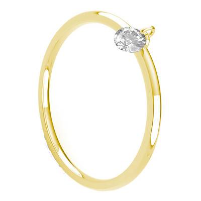 Bague Or Jaune 750 lisse diamant percé - Demetra