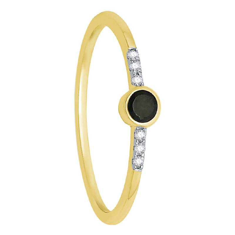 375 or 750 Yellow Gold & Bezel-Set Black Diamond Accompanied Ring - Kundan