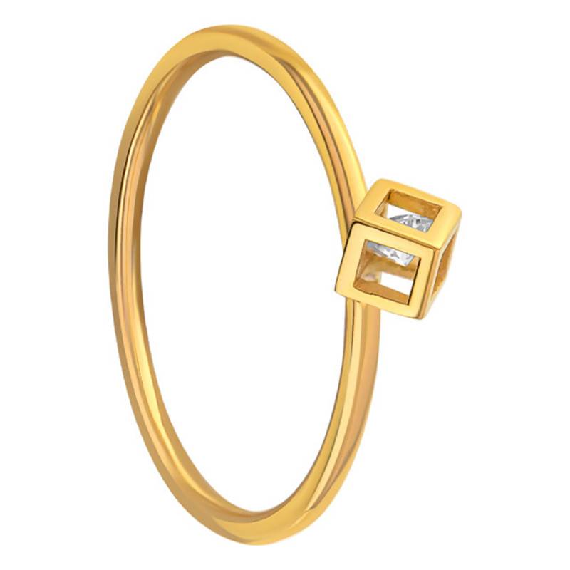 750/1000 Yellow Gold Cube Ring & Diamond 0,10 ct - Demetra