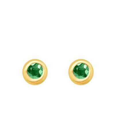 Boucles d'oreilles Puces, Or Jaune 375 & Emeraude - Aurora