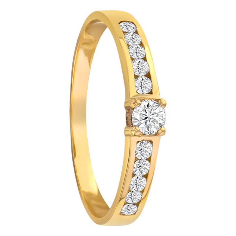 750/1000 Yellow Gold Diamond Accented Solitaire Ring 0,30 ct GSI - Demetra