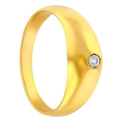 750/1000 Yellow Gold & 0.15 ct Diamond Band Signet Ring - Imperium
