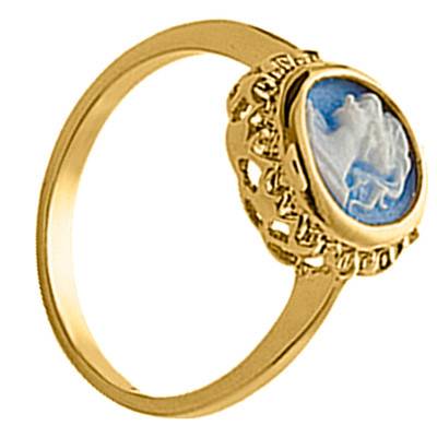 Bague Camée Bleue, Plaqué Or 750 - Naïades