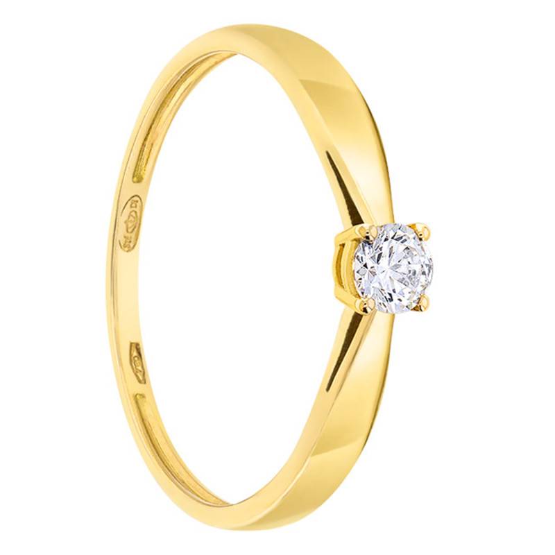 Yellow 750/1000 Gold Solitaire Diamond Ring 0.20 ct - Demetra