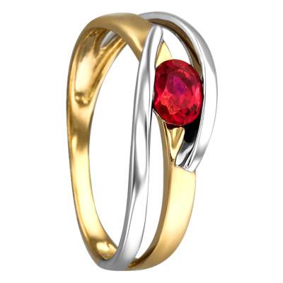 750 Two-Tone Gold Solitaire Ruby 0.47 ct Engagement Ring - Joelli