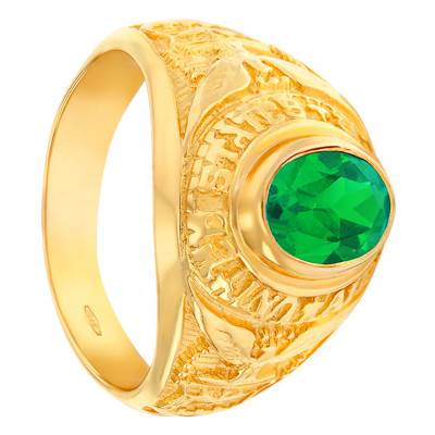 375/1000 Yellow Gold & Green Zirconium Oxide Académie Signet Ring - Imperium