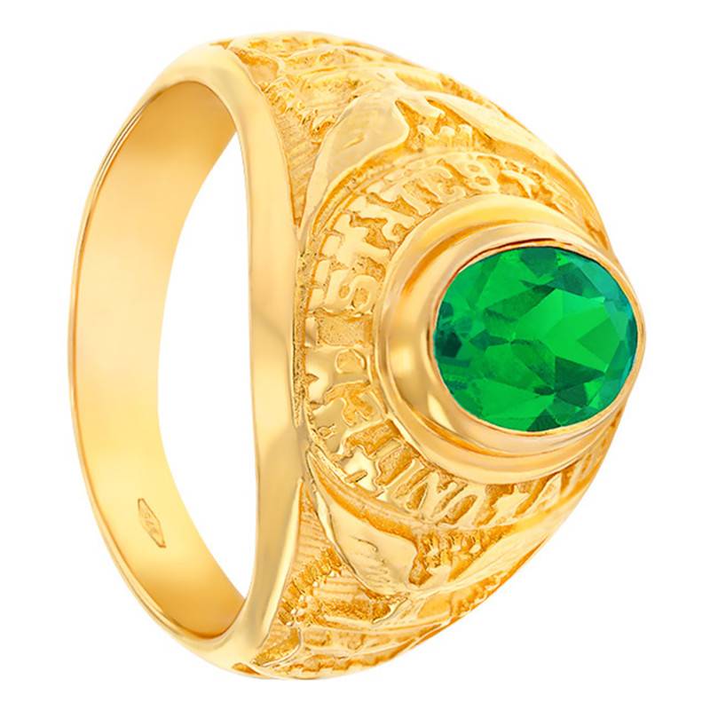 375/1000 Yellow Gold & Green Zirconium Oxide Académie Signet Ring - Imperium