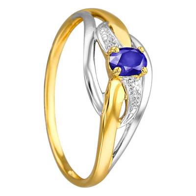 750/1000 Two-Tone Gold Sapphire 0.226 ct Solitaire Ring - Joelli