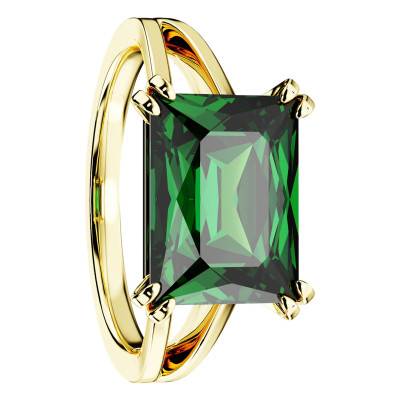 Matrix Gold-Plated Metal & Green Crystal Cocktail Ring - Swarovski