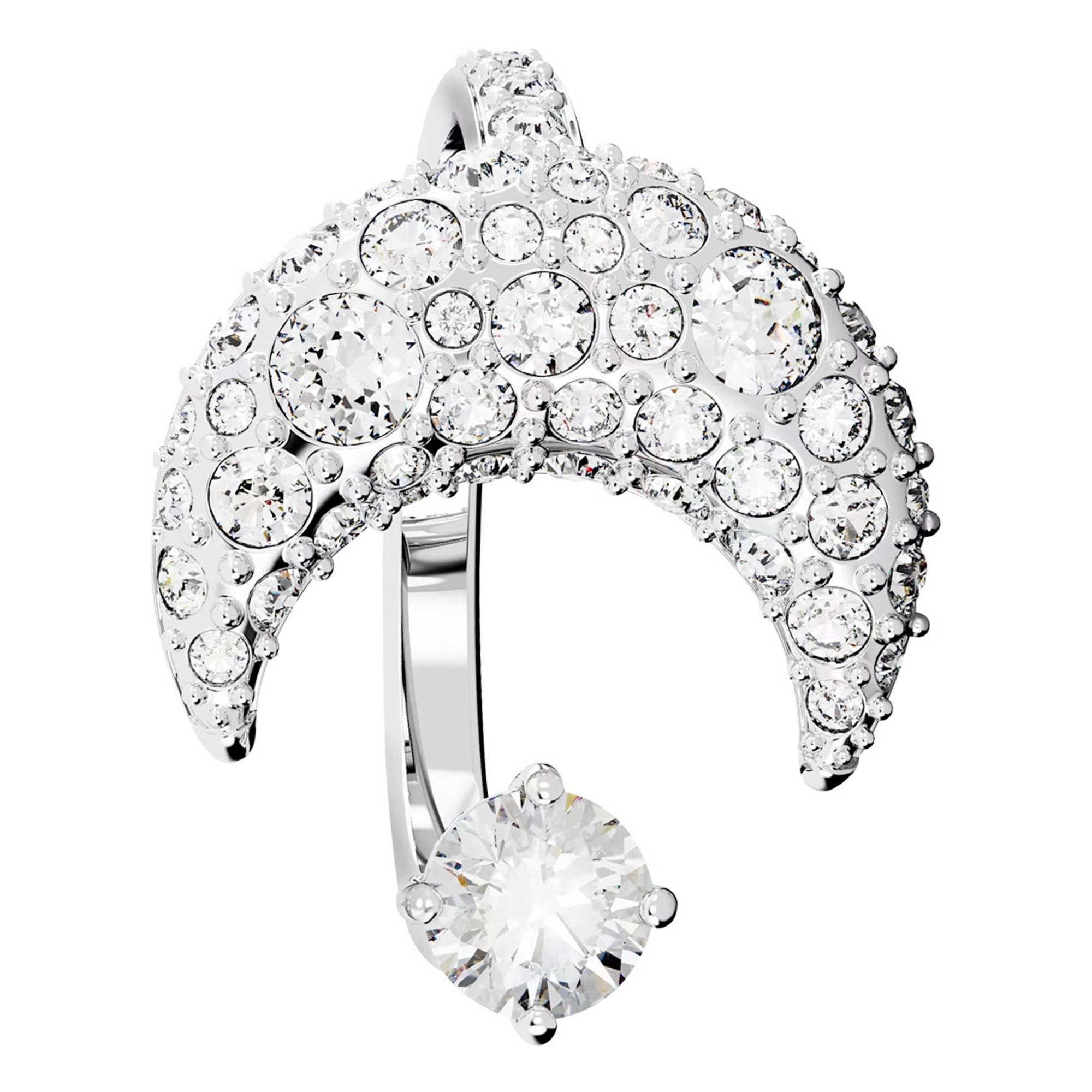 Bague Ouverte Luna Métal Rhodié Cristaux Swarovski Ocarat