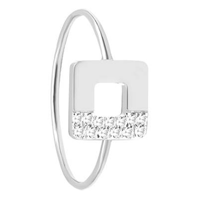 750 White Gold Arty Open Square Pavé Ring with Diamonds 0,06 ct - Skalli