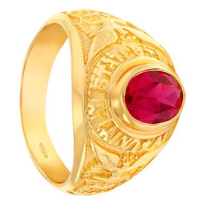 Chevalière académie Rubis de Synthèse & Or Jaune 750 - Imperium